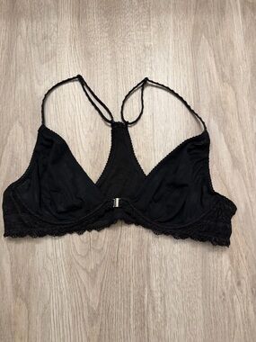 Free People Black Lace-Trim Racerback Bralette